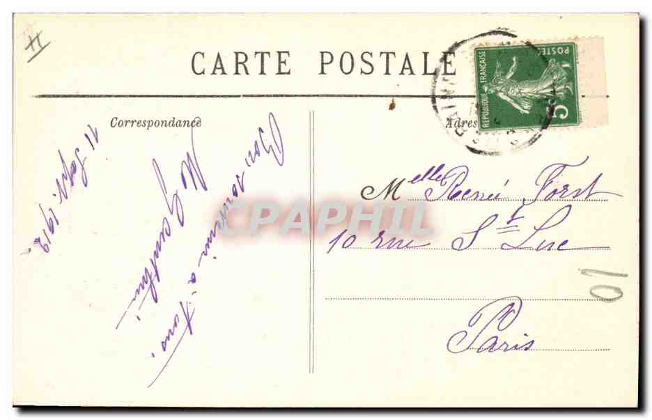 CPA Phare Le Treport La jetee un jour de gros temps — Rückseite