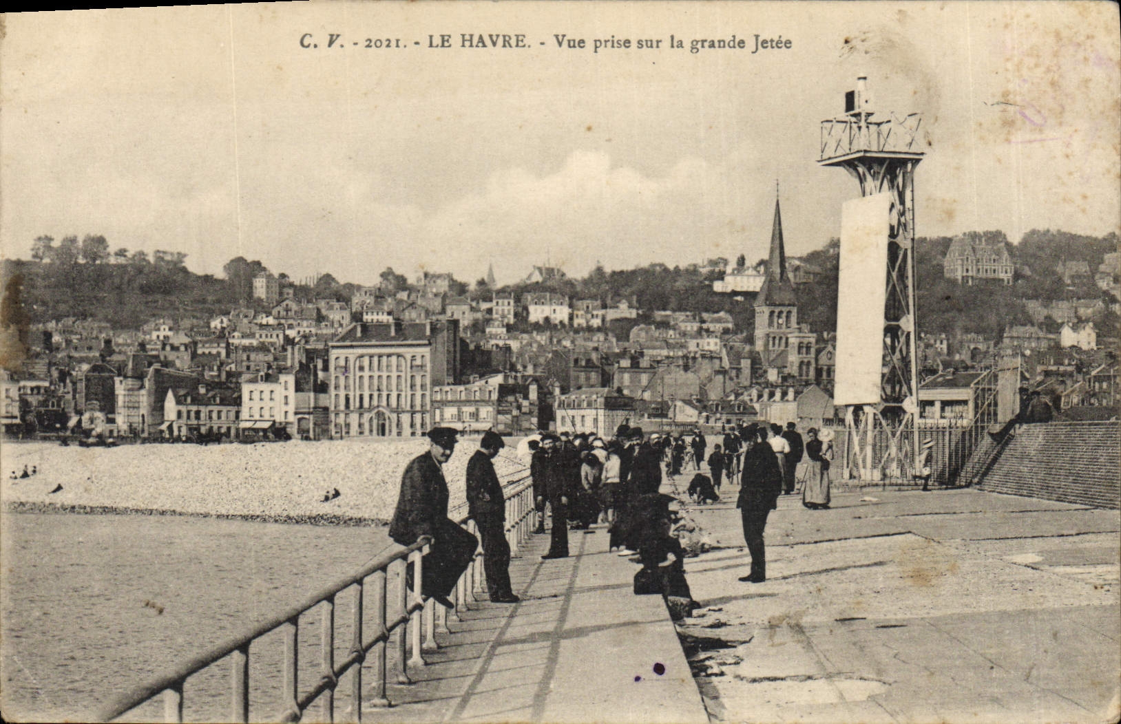 CPA Phare Le Havre Vue prise sur la grande jetee 