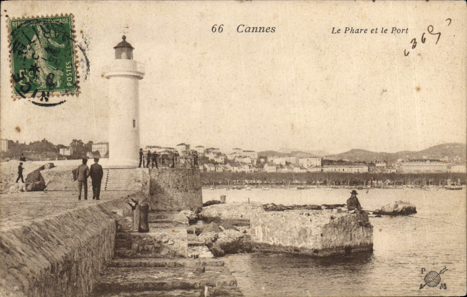 CPA Phare et le port Cannes Pecheur