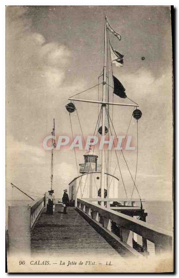 CPA Phare Calais La jetee de l'Est
