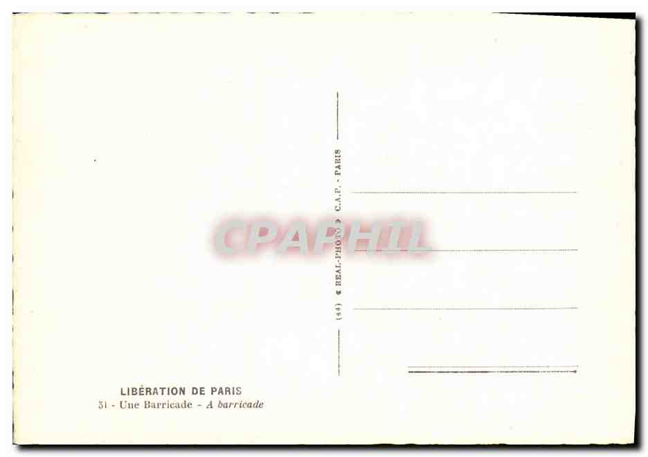 Libération de Paris — Une barricade — Réal-Photo, Paris, n°51 — Reverso