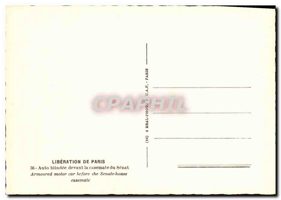Libération de Paris — Auto blindée devant la casemate du Sénat — C.A.P. - PARIS — Reverso