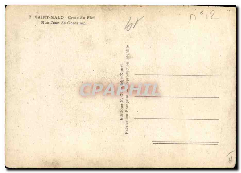 CPM Militaria Saint Malo Croix du Fief Rue Jean de Chatillon — Rückseite