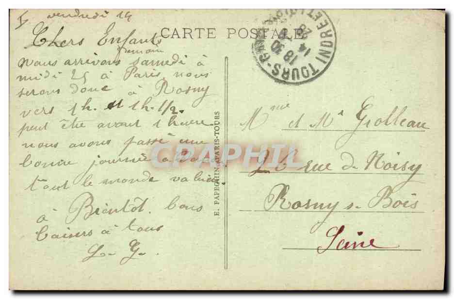 CPA Pont Tours Vue generale Le pont Bonaparte le pont de pierre et la cathedrale St Gatien  — Rückseite