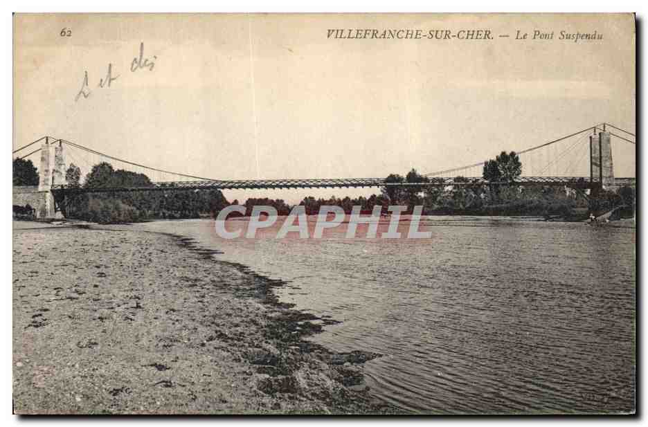 CPA Pont suspendu Villefranche sur Cher