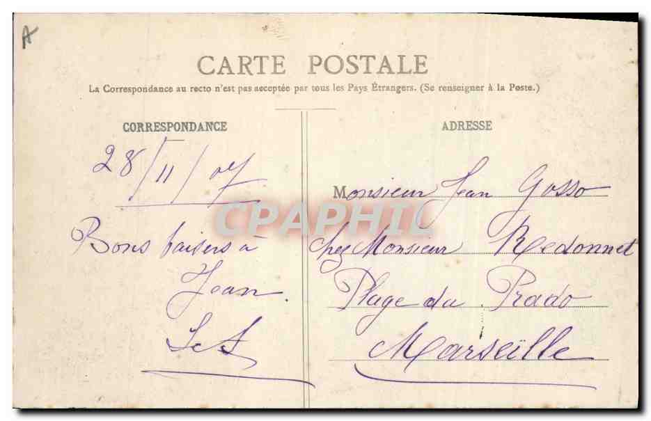 Andrézieux — Le Pont avant l'Inondation du 17 Octobre 1907 — Éditeur : Société Anonyme des Cartes Postales — Reverso