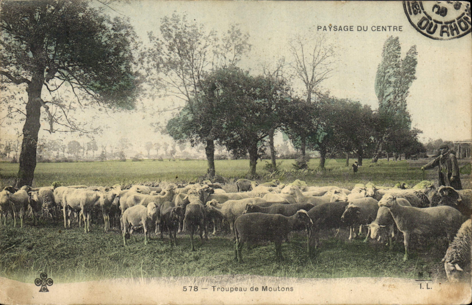 CPA Folklore Troupeau de moutons Berger