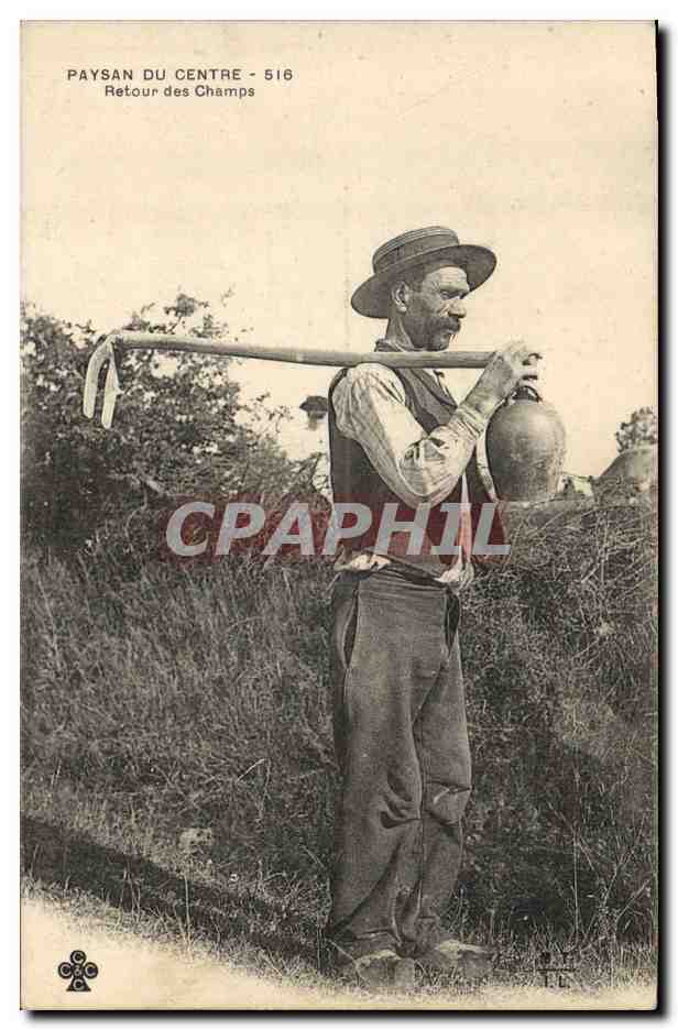 CPA Folklore Paysan du Centre Retour des champs TOP