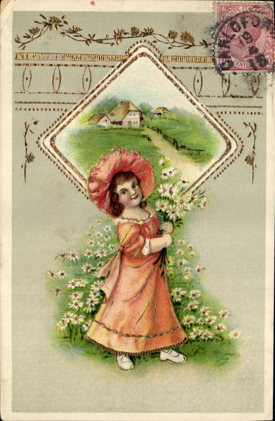 CPA Fantaisie Fleurs Enfant