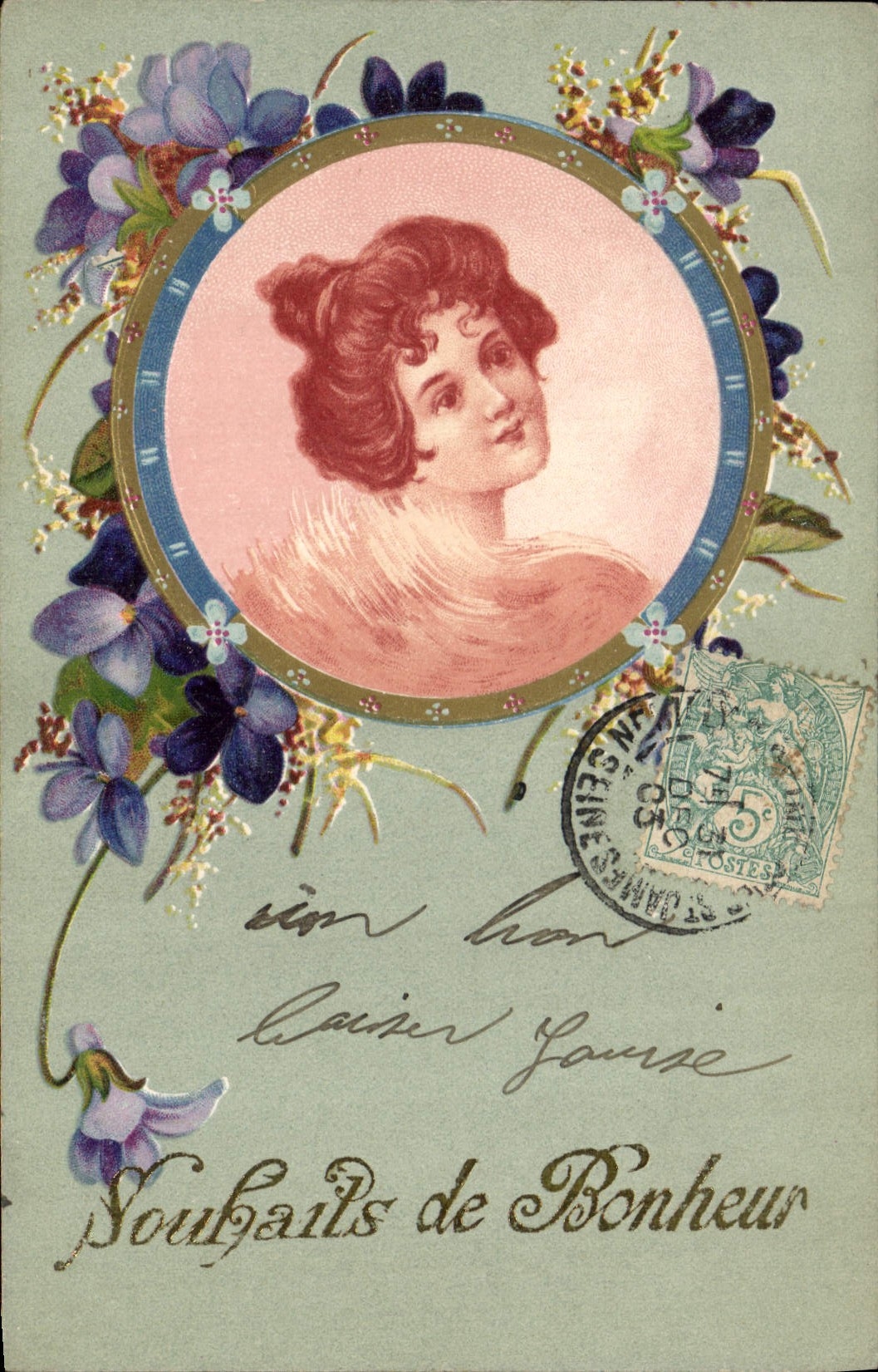 CPA Fantaisie Fleurs Femme