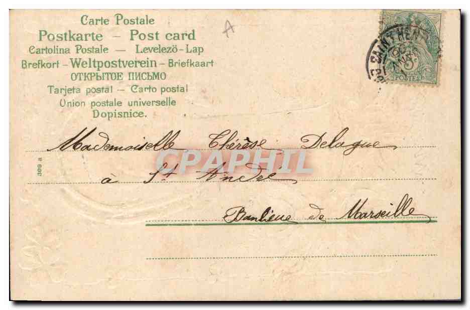CPA Fantaisie Fleurs Enfant Fer a cheval — Verso