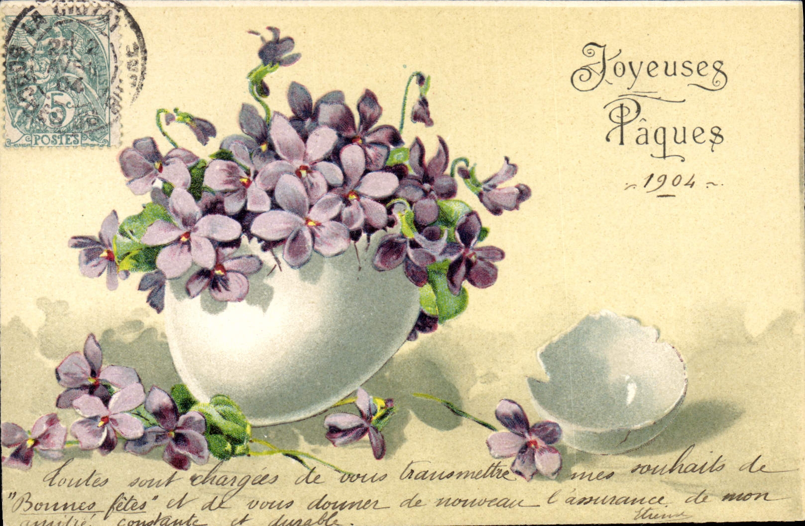 CPA Fantaisie Fleurs Oeuf