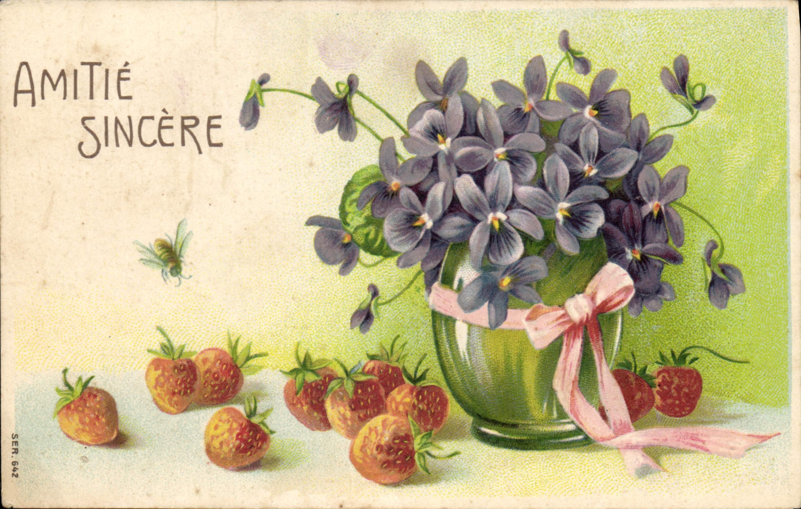 CPA Fantaisie Fleurs Fraises