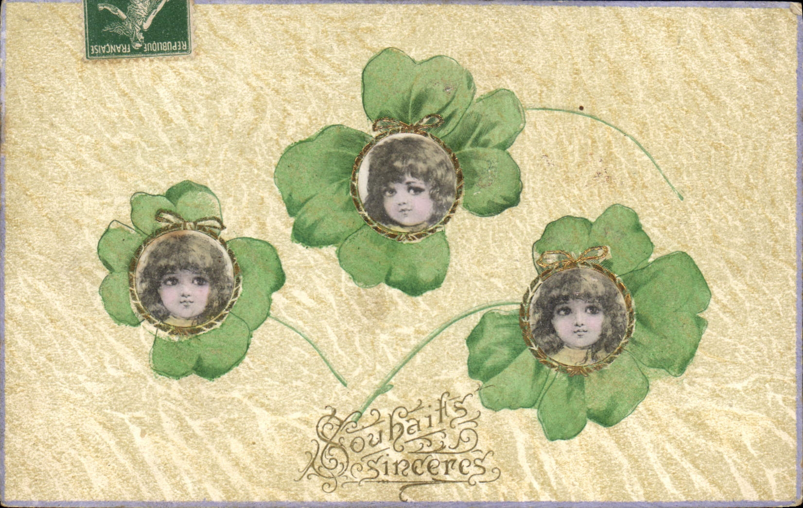 CPA Fantaisie Fleurs Enfants Trefles