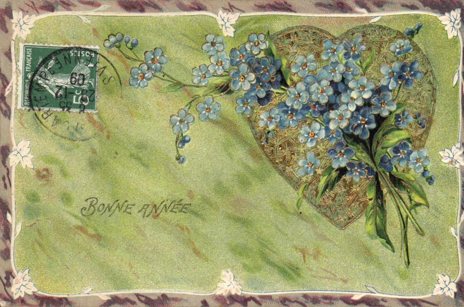 CPA Fantaisie Fleurs Coeur