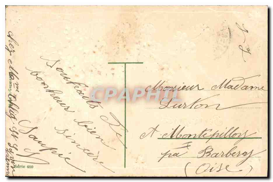 CPA Fantaisie Fleurs Coeur — Verso