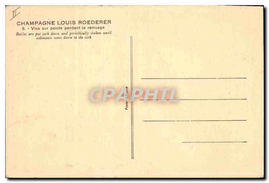 CPA Folklore Vin Vendange Champagne Louis Roederer Vins sur pointe pendant le remuage  — Rückseite