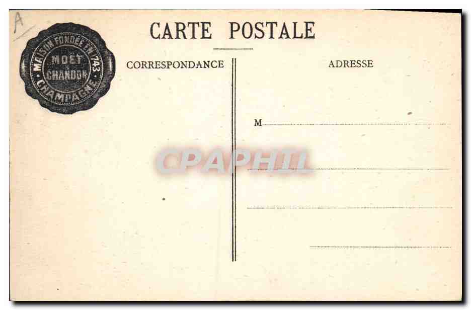 Moët et Chandon — Pressurage - Vendangeoir Ste-Hélène — Phot. Em. Choque, Imp.-Edit., Epernay — Verso