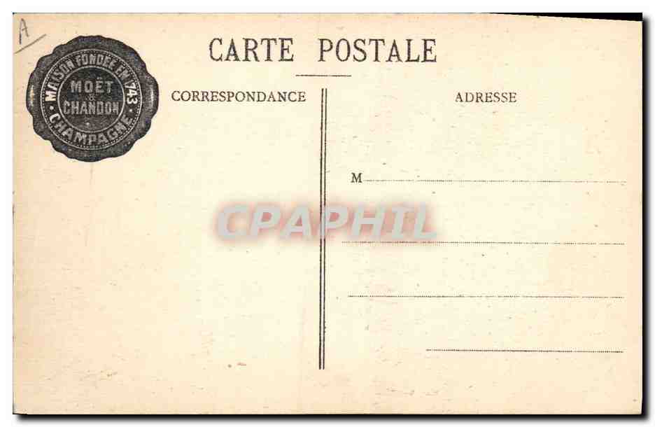 Moët et Chandon — Préparation de la Futaillle pour les Vendanges — Éditeur : E. Choque, Impr. Epernay — Achterkant