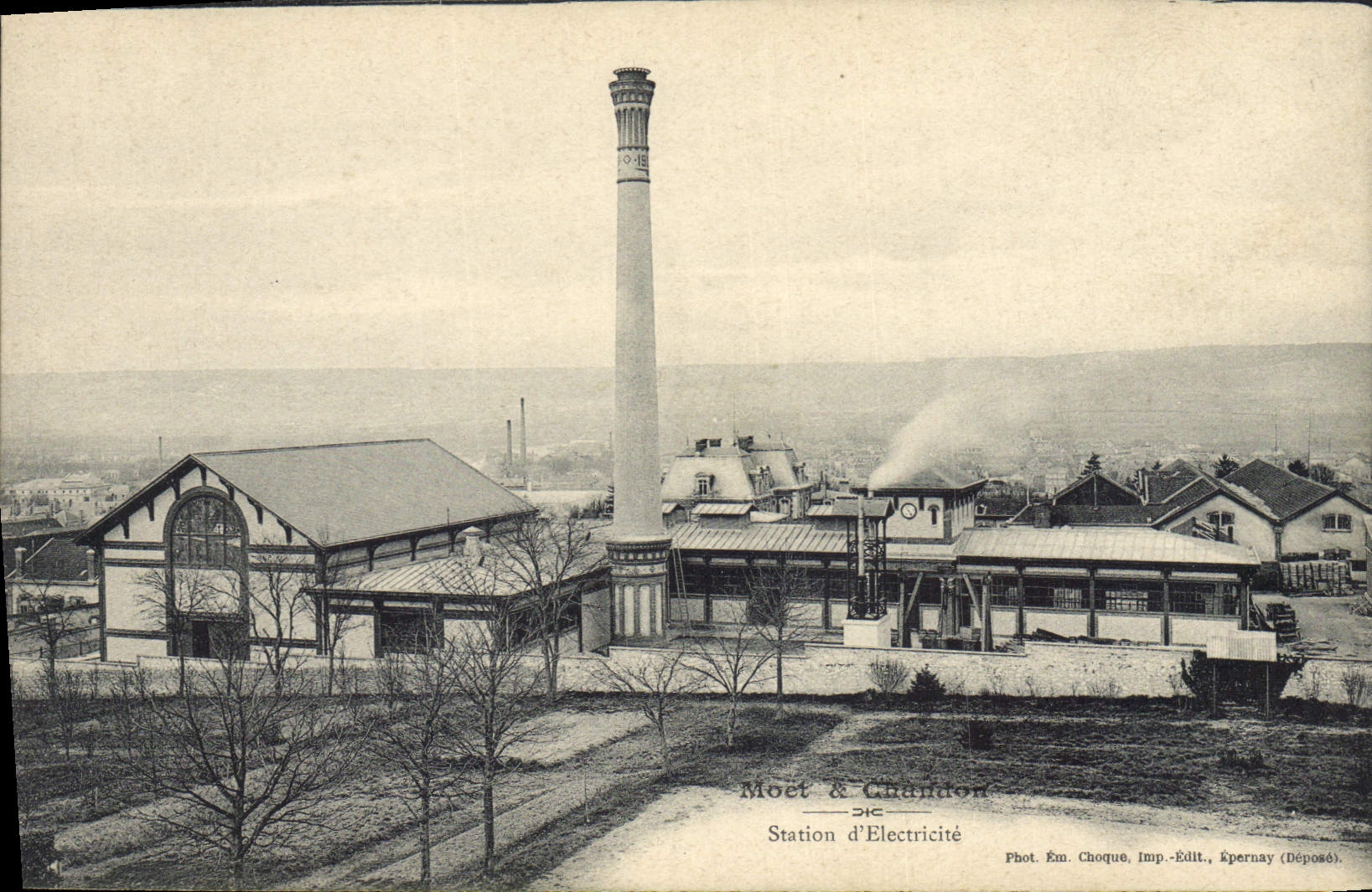 Station d'Électricité — Mott & Chandon — Phot. Ém. Choque, Imp. Édit., Épernay (Déposé)