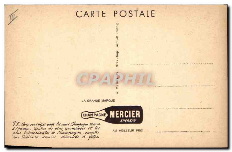 CPA Folklore Vin Vendange Champagne Mercier Gros foudre de 200 000 bouteilles  — Rückseite