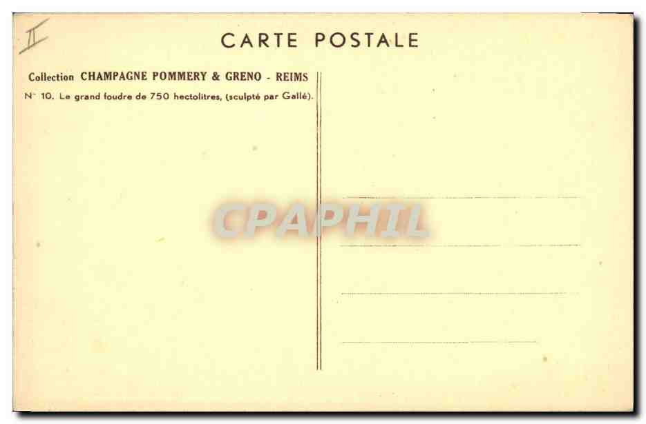 CPA Folklore Vin Vendange Champagne Pommery & Greno Reims Le grand foudre  — Rückseite