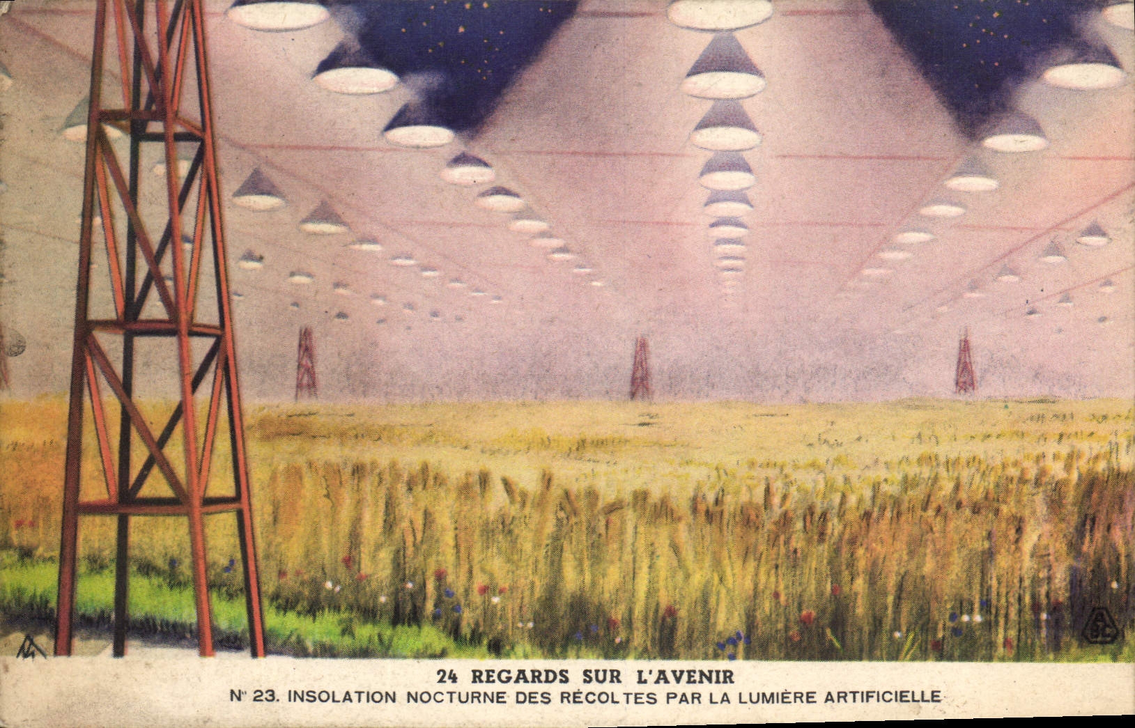 CPA Publicite Regards sur l'avenir Insolation nocturne des recoltes par la lumiere artificielle Byrrh 