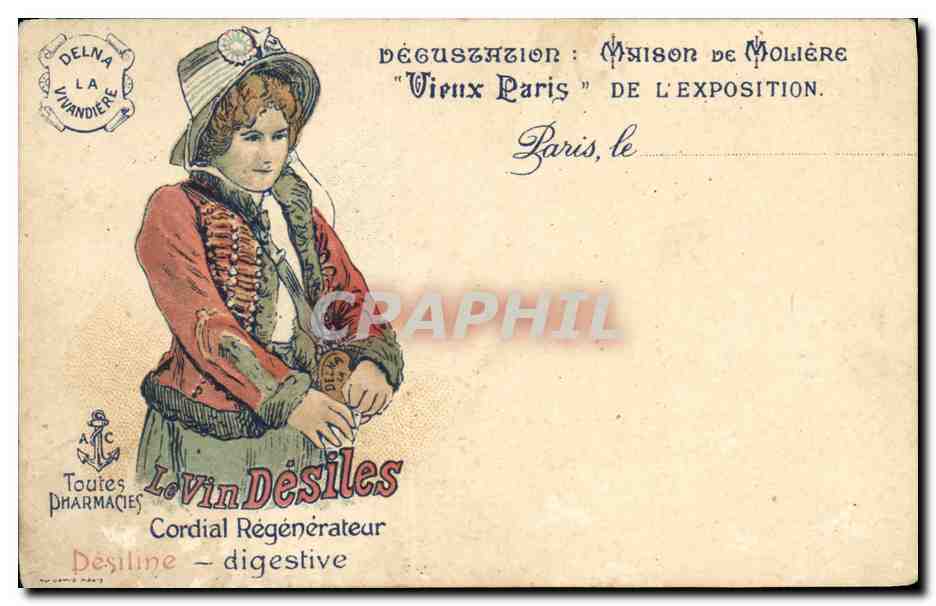 CPA Publicite Vin Desiles Maison de Moliere Vieux Paris Delan La Vivandiere 