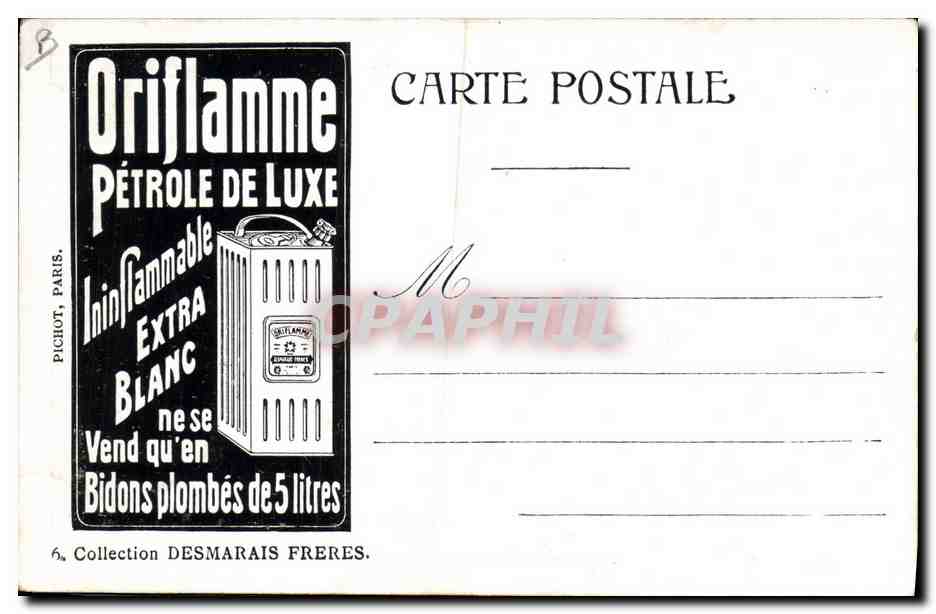 CPA Publicite Oriflamme Petrole de Luxe Paris Le Palais Bourbon  — Rückseite
