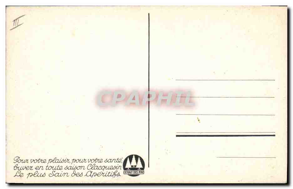 CPA Publicite Clacquesin Aperitif  — Rückseite