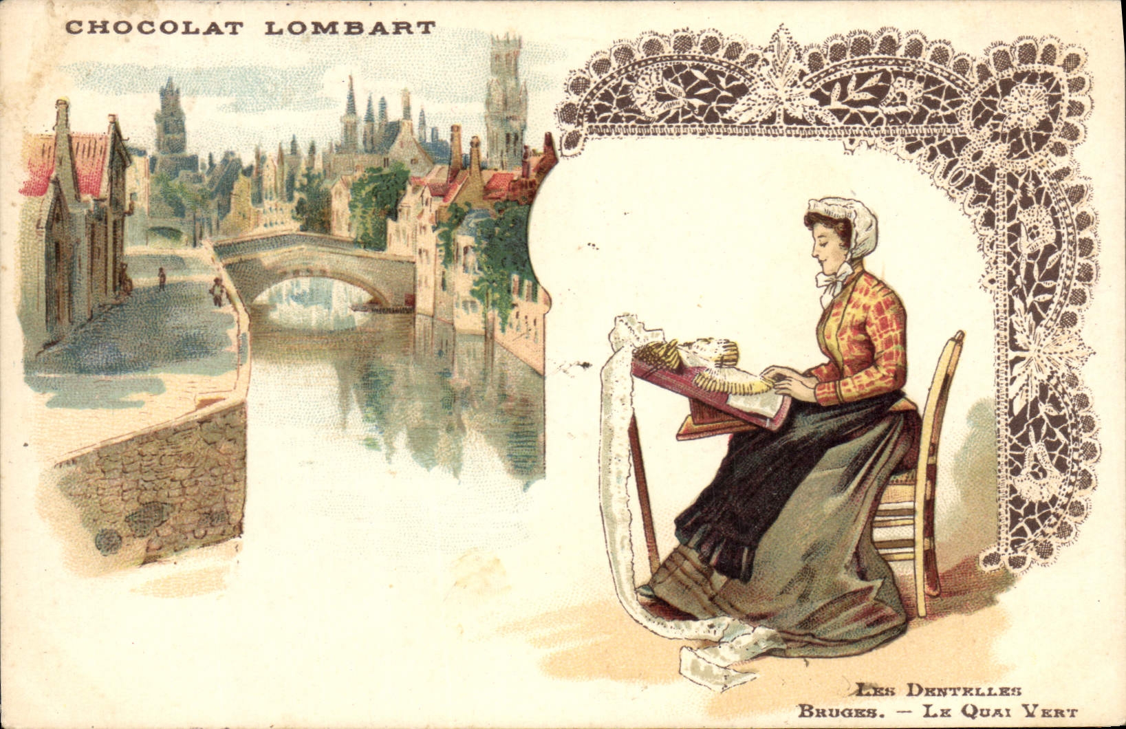 CPA Publicite Chocolat Lombart Les dentelles Le Quai Vert 
