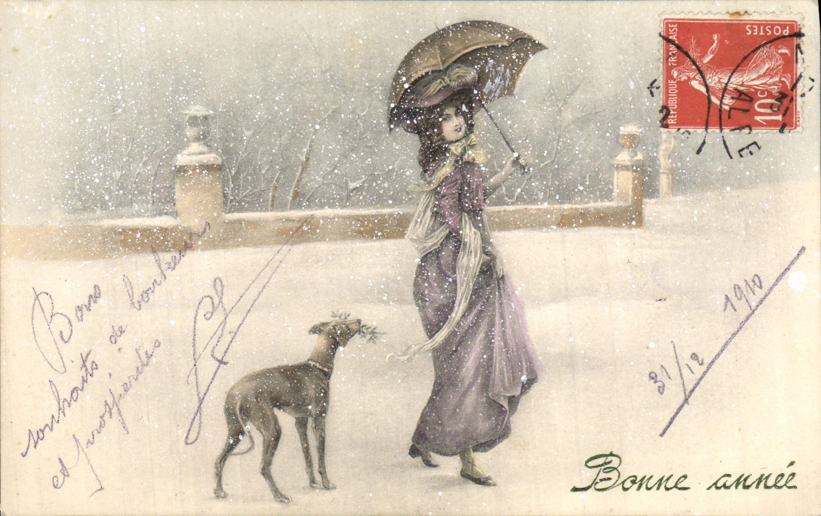 CPA Fantaisie Illustrateur Femme Chien 