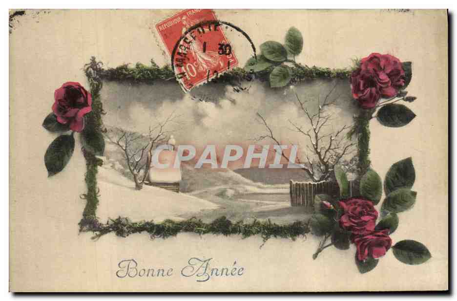 CPA Fantaisie Illustrateur Bonne Annee Fleurs 