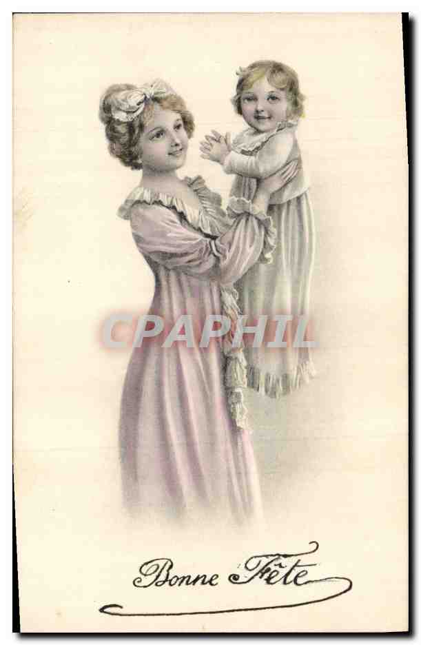 CPA Fantaisie Illustrateur Femme Enfant 