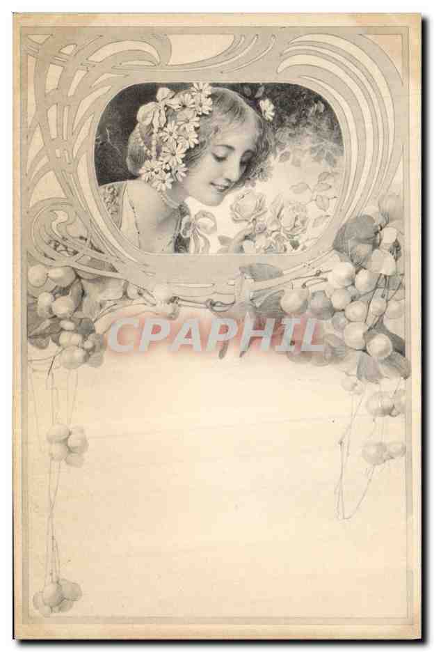 Frau mit Blumen — Jugendstil — M. M. Vienne, Nr. 196