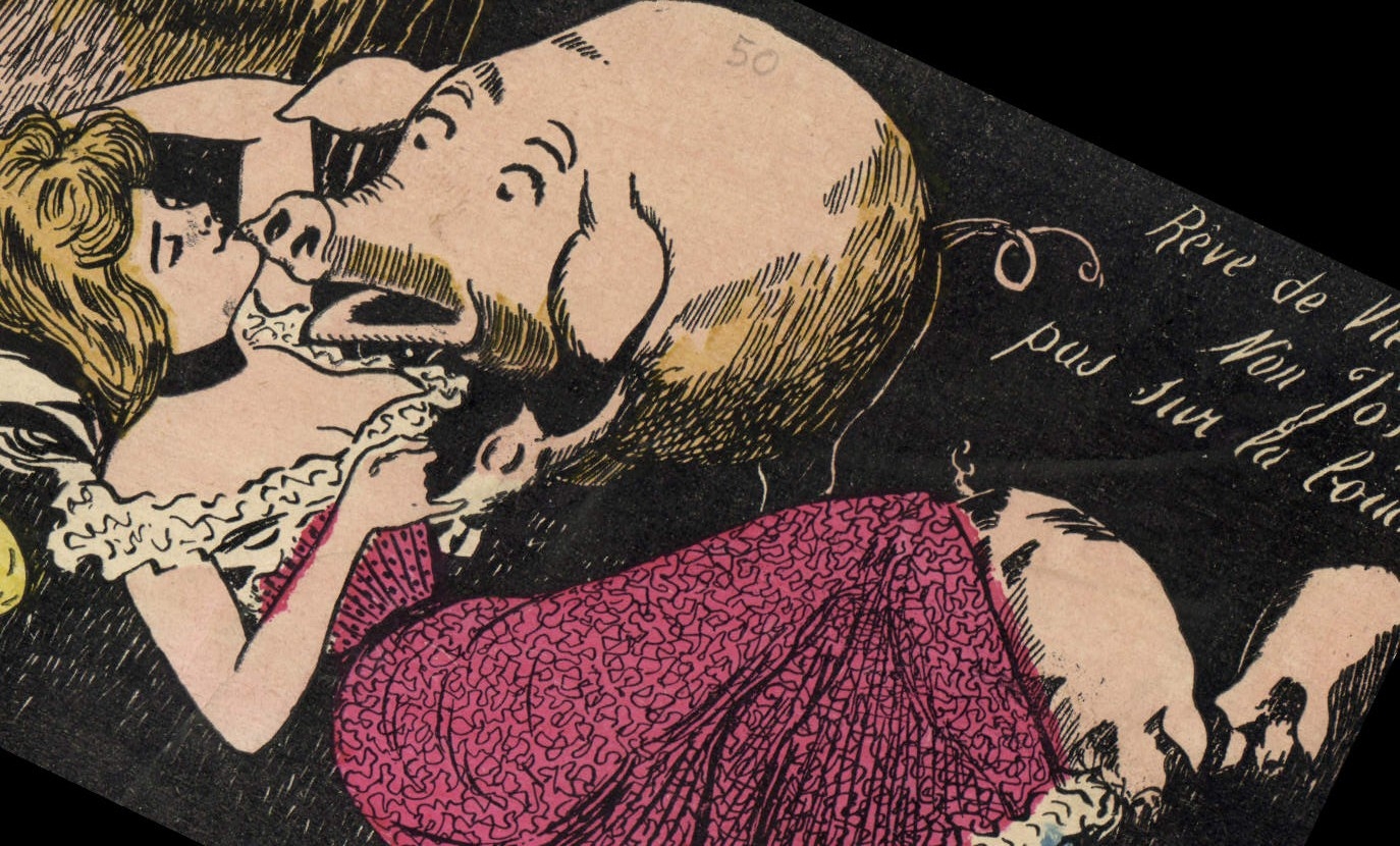 CPA Fantaisie Illustrateur Xavier Sager Femme Cochon Porc 