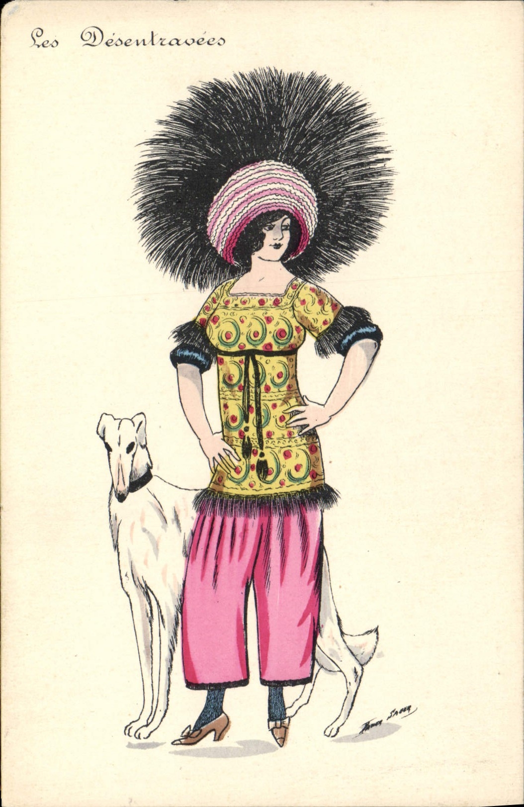 CPA Fantaisie Illustrateur Xavier Sager Femme Les desentravees Chien 