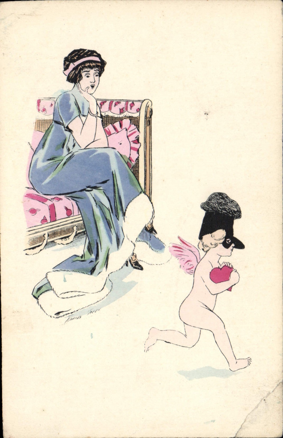 CPA Fantaisie Illustrateur Xavier Sager Femme Ange Coeur 