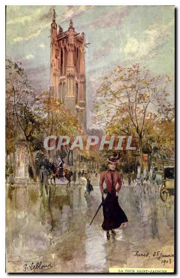 CPA Fantaisie Illustrateur Stein Paris Tour Saint Jacques