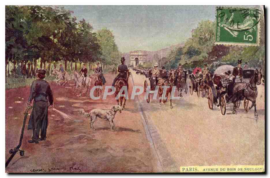 CPA Fantaisie Illustrateur Stein Paris Avenue du Bois de Boulogne