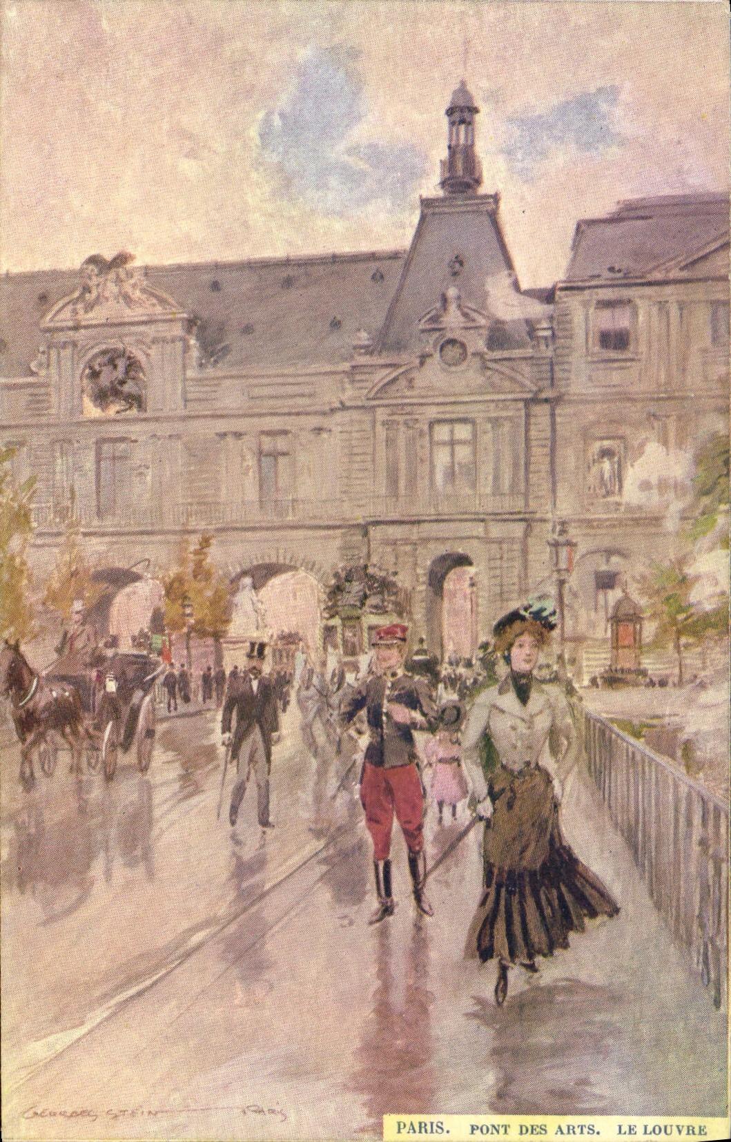 CPA Fantaisie Illustrateur Stein Paris Pont des Arts Le Louvre