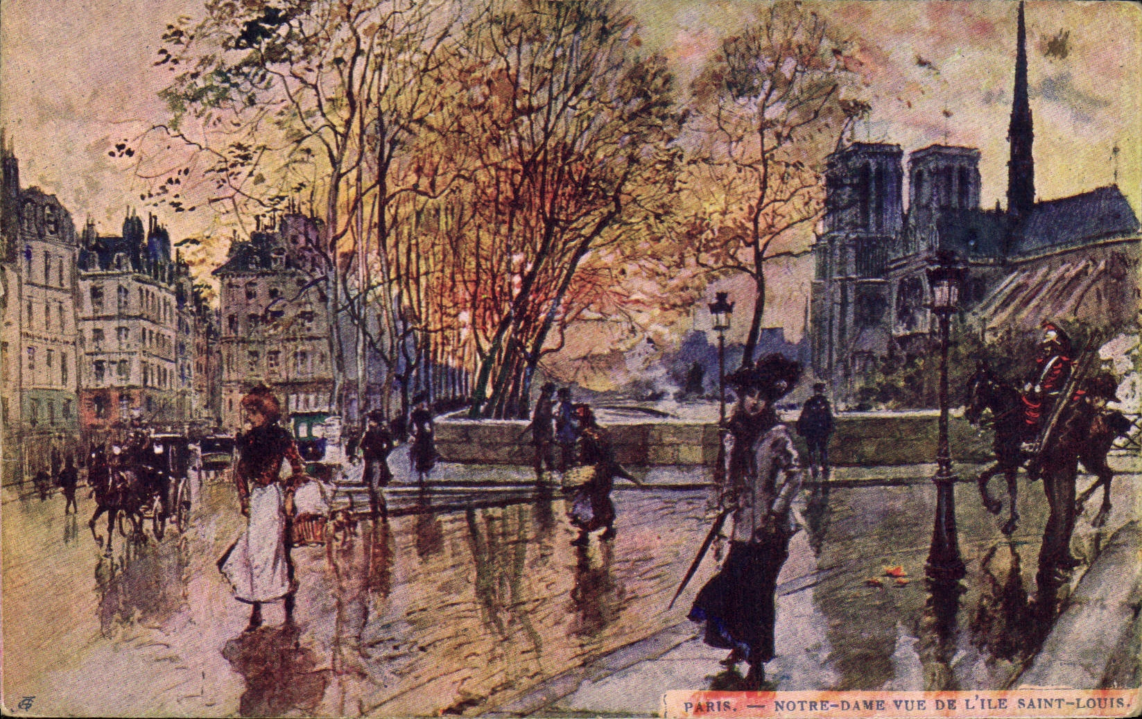 CPA Fantaisie Illustrateur Stein Paris Notre Dame vue de l'Ile Saint louis