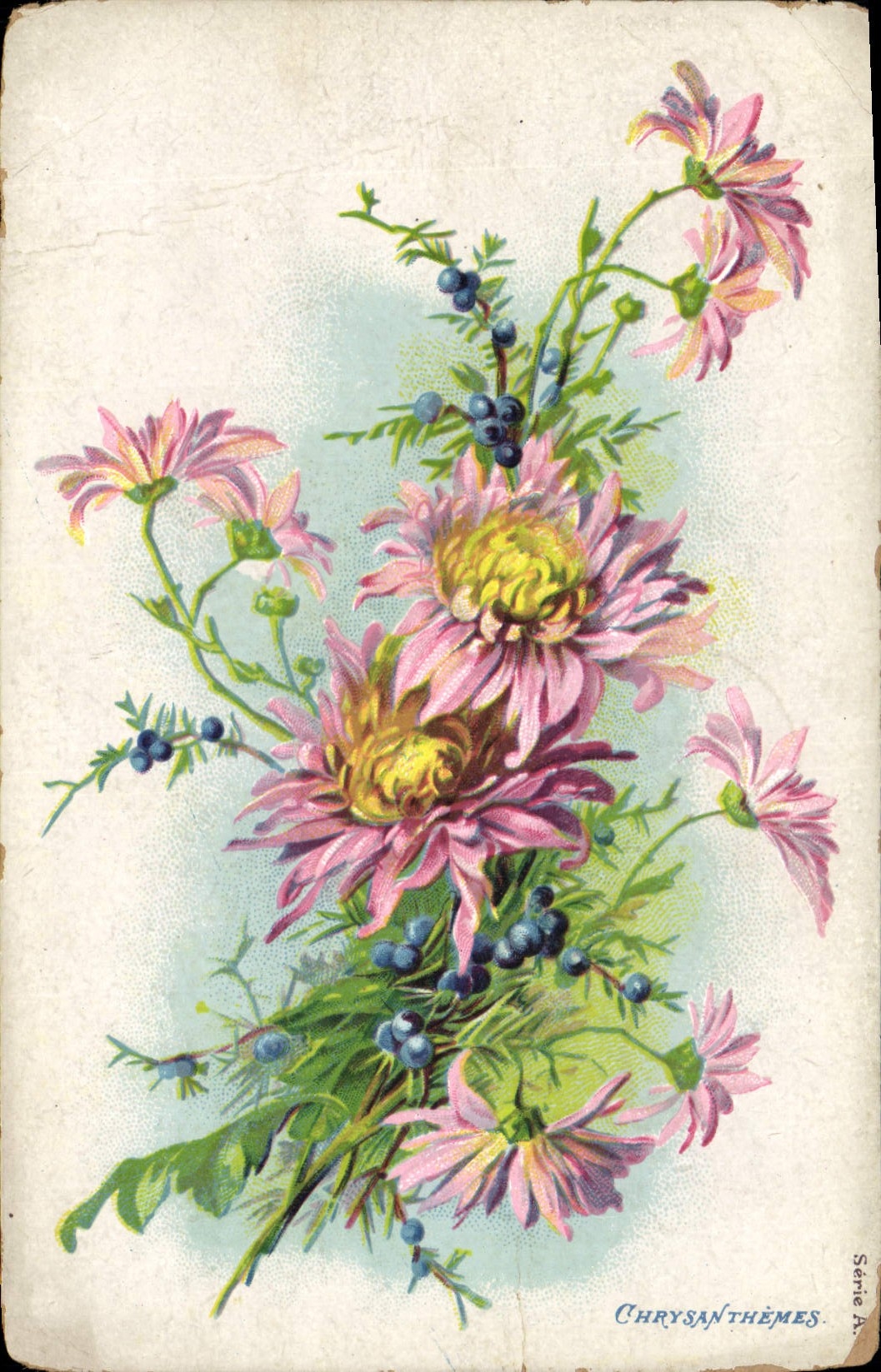 CPA Fantaisie Fleurs Chrysanthemes