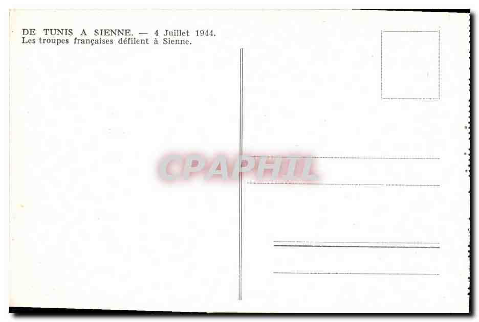 Sienne — Défilé de troupes françaises — CPAPHIL — Verso