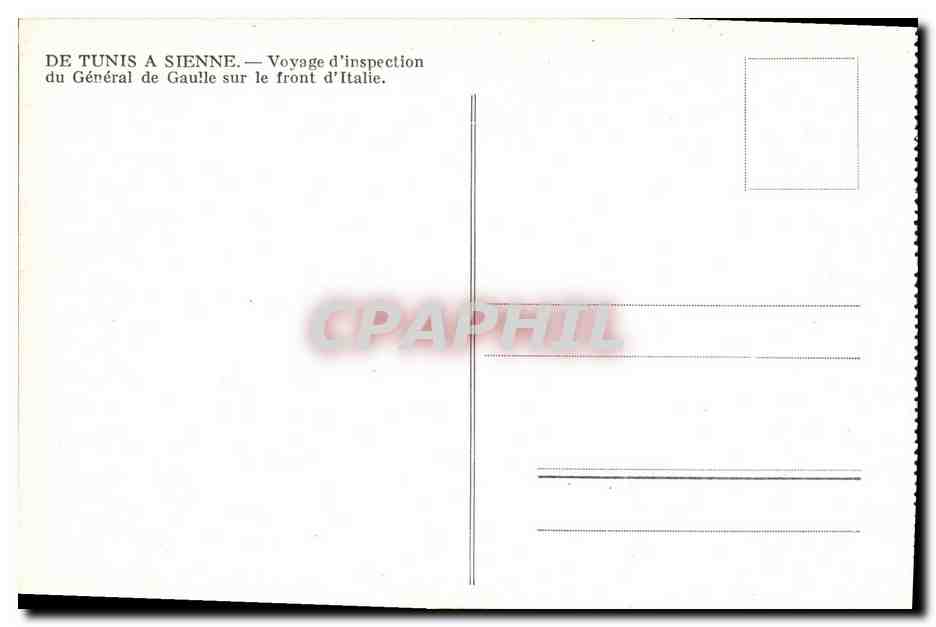 Voyage d'inspection du Général de Gaulle sur le front d'Italie — De Tunis à Sienne — Verso