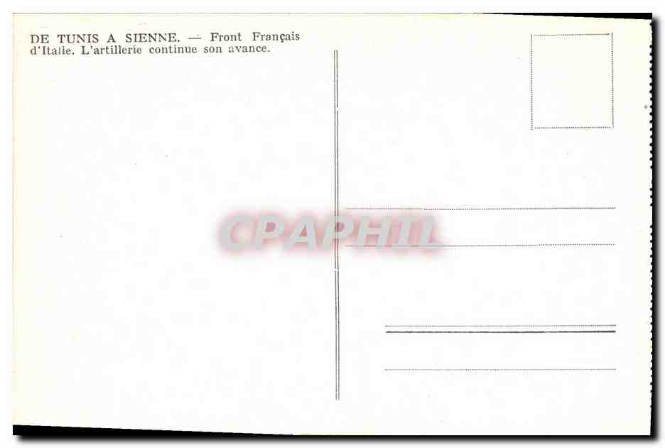 Avancée de l'artillerie française — Tunis à Sienne — Front d'Italie — Verso