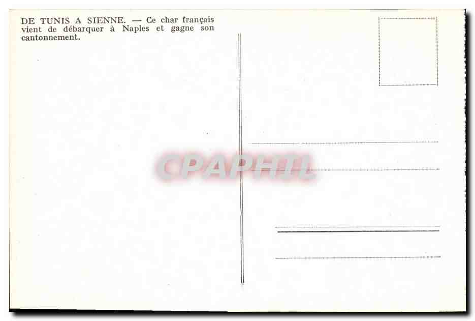 Débarquement à Naples — Char français après débarquement — CPAPHIL — Reverso