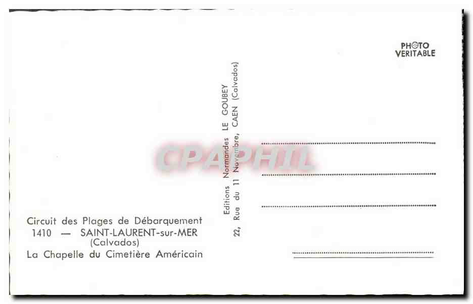 CPM Militaria Saint Laurent sur Mer La chapelle du cimetiere americain — Rückseite