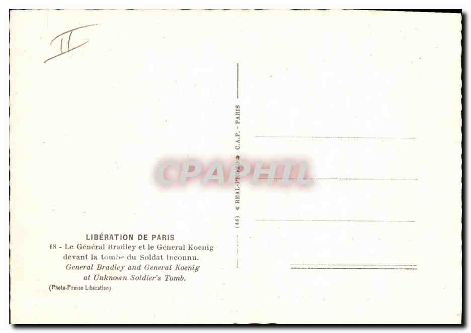 Général Bradley et Général Koenig devant la Tombe du Soldat Inconnu — Paris — C.A.P. Paris — Reverso
