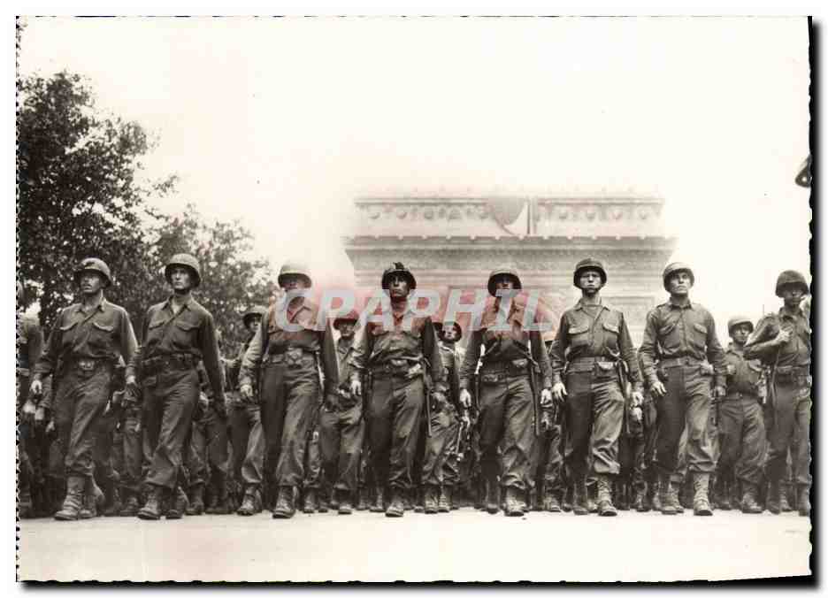 Défilé de l'infanterie américaine — Avenue des Champs-Élysées — Éditions O. P.